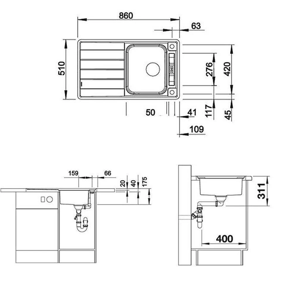 BLANCO Einbauspüle AXIS III 45 S-IF Edelstahl Seidenglanz | InFino Ablauf | 522102 4 BLANCO Einbauspüle AXIS III 45 S-IF Edelstahl Seidenglanz | InFino Ablauf | 522102 – Bild 4