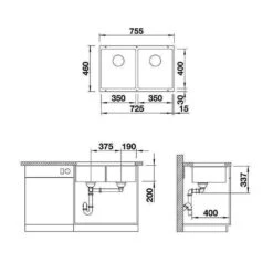 BLANCO Unterbaubecken SUBLINE 350/350-U Silgranit, InFino -Spulen Pro Verkauf blanco unterbaubecken subline 350 350 u silgranit puradur infino3