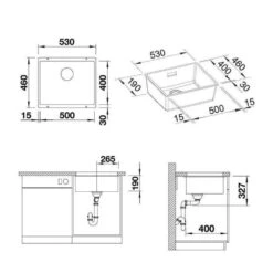 BLANCO Unterbaubecken SUBLINE 500-U Silgranit, InFino -Spulen Pro Verkauf blanco unterbaubecken subline 500 u silgranit puradur infino3