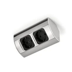 Corner Doppelsteckdosen, Steckdosenelement, Edelstahlfarbig