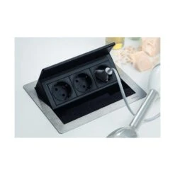 EVOline FlipTop Einbausteckdosenelement, Mit 3 Schukosteckdosen -Spulen Pro Verkauf evoline fliptop einbausteckdosenelement mit 3 schukosteckdosen3