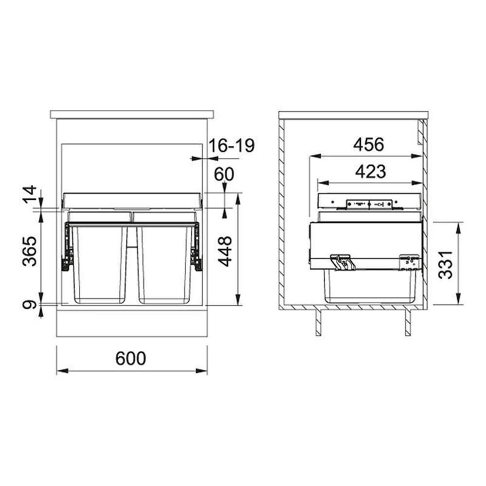 Franke Einbau-Abfallsammler Sorter FX 60 Frontauszug Abfalltrennung 2-fach 2 Franke Einbau-Abfallsammler Sorter FX 60 Frontauszug Abfalltrennung 2-fach – Bild 2