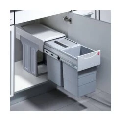 Hailo Abfallsammler 3666821 Tandem 15/15/D Hellgrau Mit Behälterdeckel