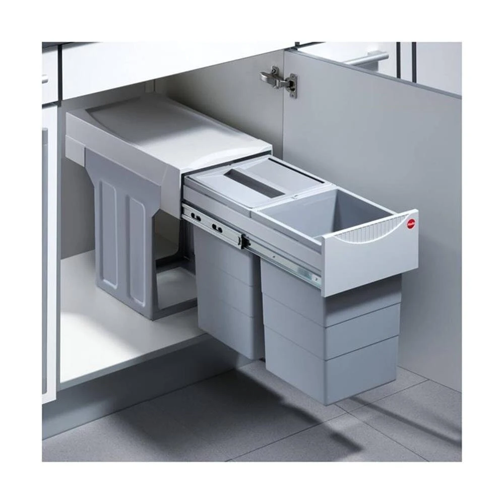 Hailo Abfallsammler 3666821 Tandem 15/15/D Hellgrau Mit Behälterdeckel 1 Hailo Abfallsammler 3666821 Tandem 15/15/D Hellgrau Mit Behälterdeckel