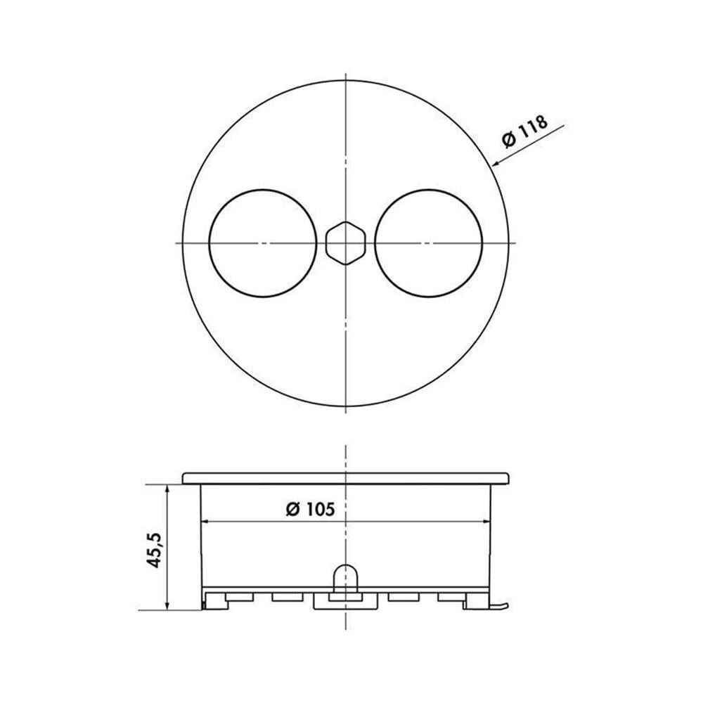 Naber Einbausteckdose Duplex Doppelsteckdose, Rund 2 Naber Einbausteckdose Duplex Doppelsteckdose, Rund – Bild 2