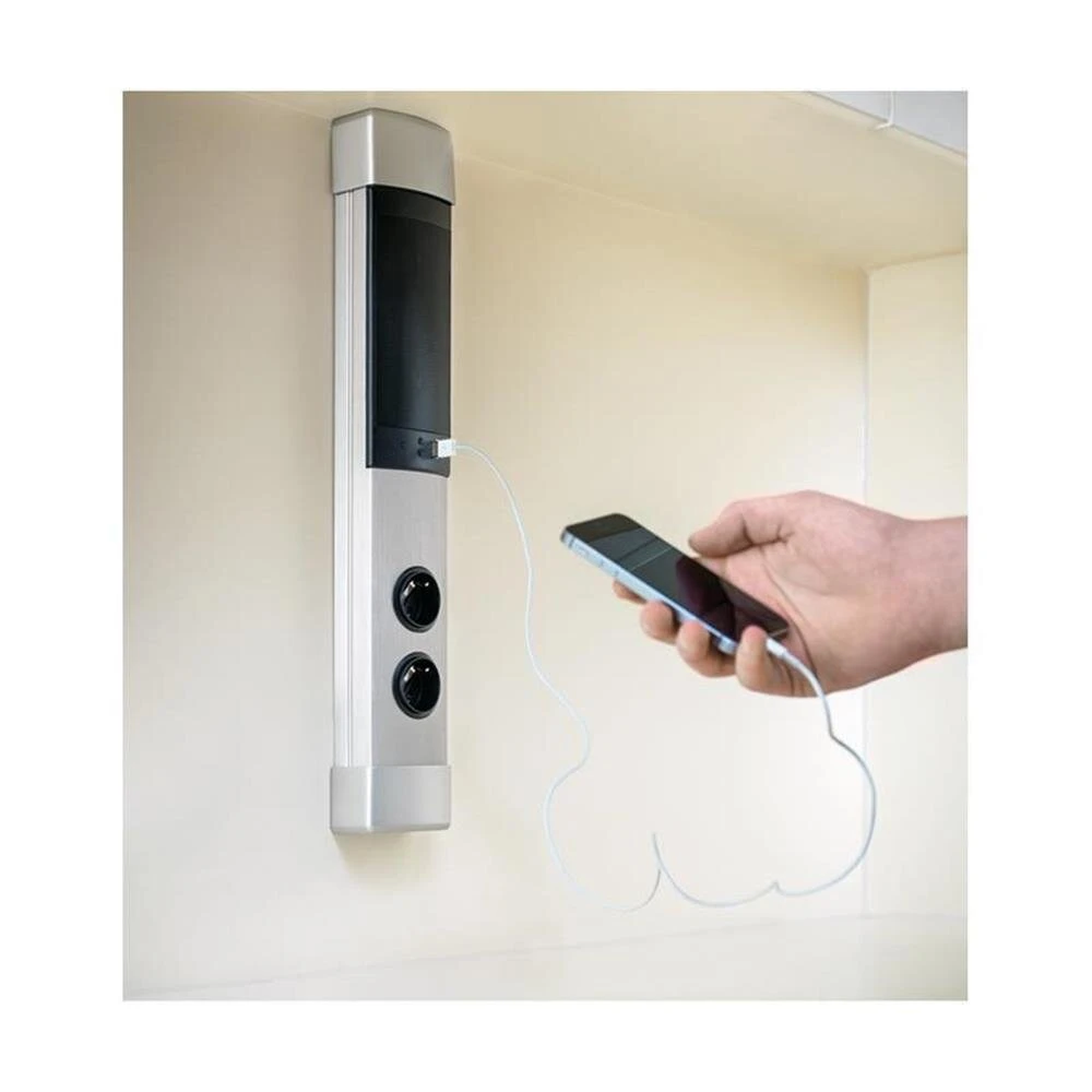 Naber Muzak Säule, Aufbausteckdosenelement, Mit Schukosteckdosen Und Lautsprecher 2 Naber Muzak Säule, Aufbausteckdosenelement, Mit Schukosteckdosen Und Lautsprecher – Bild 2