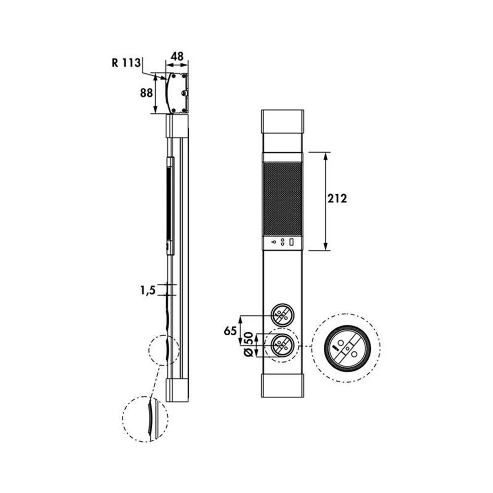 Naber Muzak Säule, Aufbausteckdosenelement, Mit Schukosteckdosen Und Lautsprecher 3 Naber Muzak Säule, Aufbausteckdosenelement, Mit Schukosteckdosen Und Lautsprecher – Bild 3