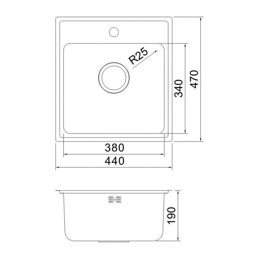 Oulin Einbauspüle OL0313 (440 X 470) 1 B 2 Oulin Einbauspüle OL0313 (440 X 470) 1 B – Bild 2