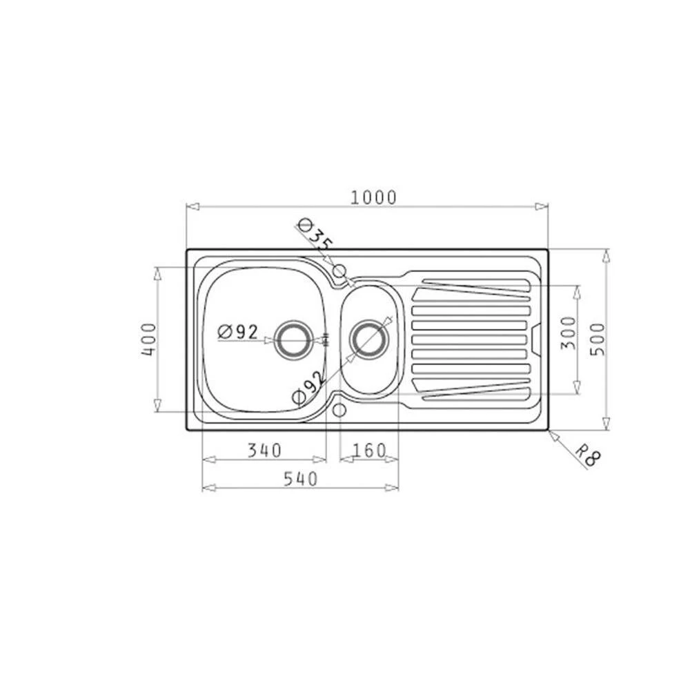 Pyramis Einbauspüle SPARTA (100X50) 1 1/2B 1 D Leinen 2 Pyramis Einbauspüle SPARTA (100X50) 1 1/2B 1 D Leinen – Bild 2