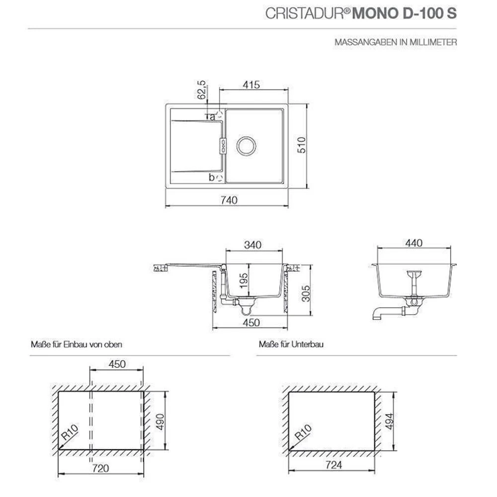 Schock Unterbauspüle Cristadur Mono D-100 S U 3 Schock Unterbauspüle Cristadur Mono D-100 S U – Bild 3