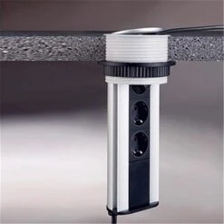 Schulte EVOline Port, Versenkbares Steckdosenelement, Mit 3 Schuko-Steckdosen, Deckel Kunststoff/silberfarben -Spulen Pro Verkauf schulte evoline port versenkbares steckdosenelement mit 3 schuko steckdosen deckel kunststoff silberfarben6