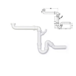 Set Raumspar-Siphon / Geruchverschluss 1 1/2" X 50 Mm, Mit 1 Geräteanschluss