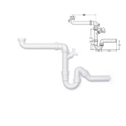 Set Raumspar-Siphon / Geruchverschluss 1 1/2" X 50 Mm, Mit 2 Geräteanschlüssen