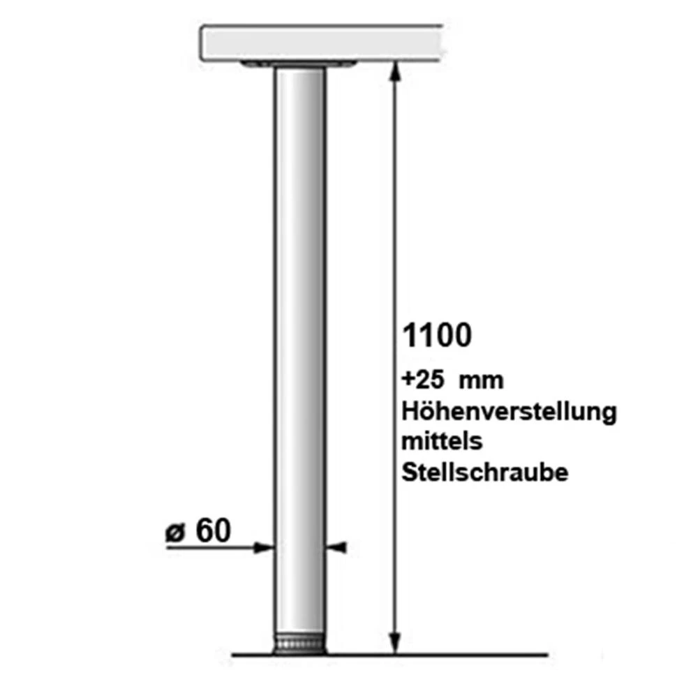 Stützfuß/Tischbein 1100 Mm Hoch, D=60 Mm, Edelstahl-Optik 2 Stützfuß/Tischbein 1100 Mm Hoch, D=60 Mm, Edelstahl-Optik – Bild 2