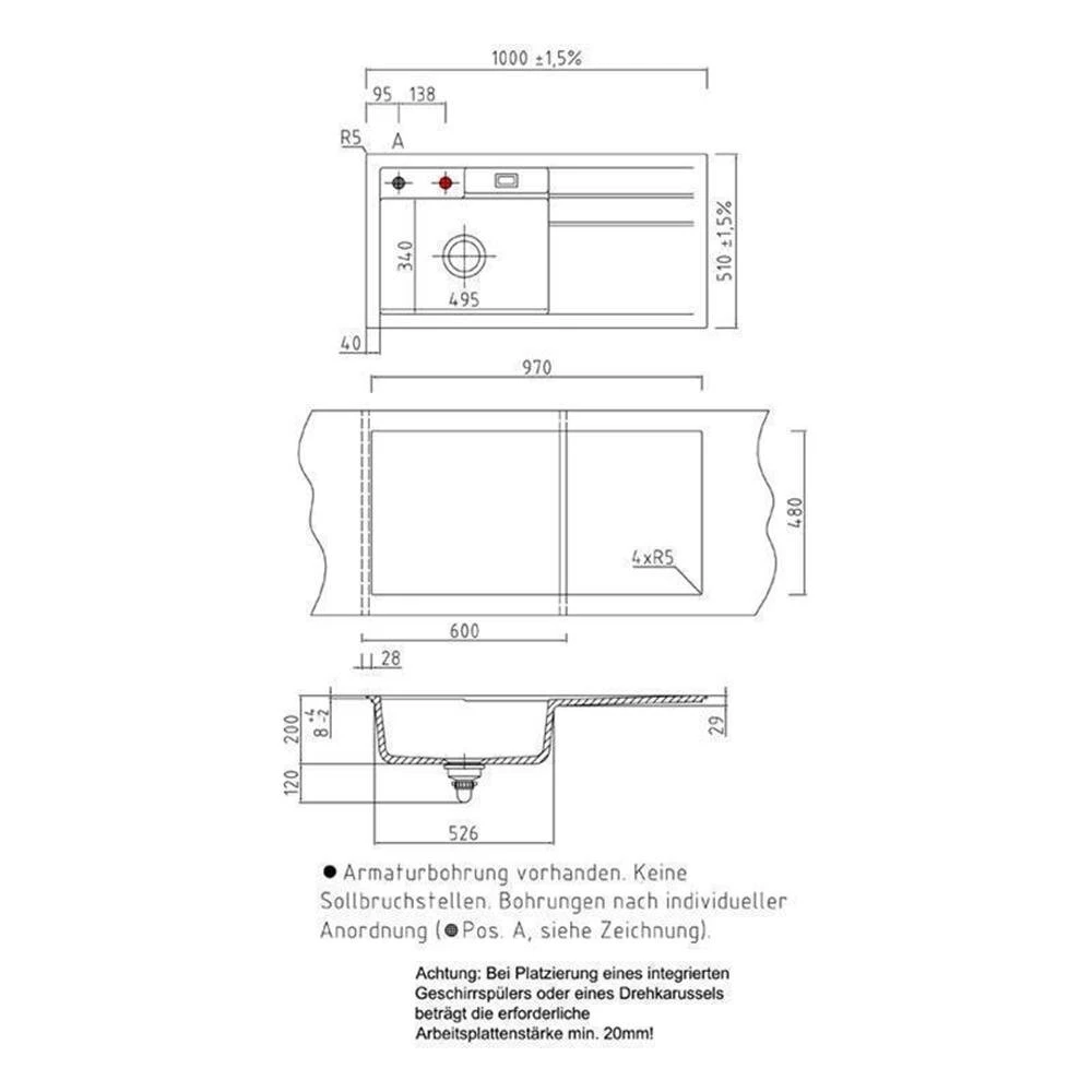 Systemceram Einbauspüle KeraDomo Bela 100 Becken Links 3 Systemceram Einbauspüle KeraDomo Bela 100 Becken Links – Bild 3
