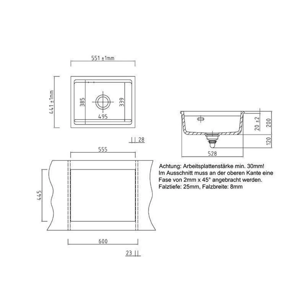 Systemceram Einbauspüle KeraDomo Kara 57 F/o Flächenbündig Einbaubar 3 Systemceram Einbauspüle KeraDomo Kara 57 F/o Flächenbündig Einbaubar – Bild 3