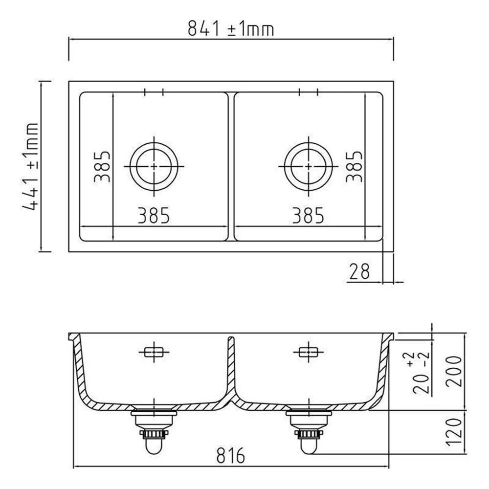 Systemceram Einbauspüle KeraDomo MERA TWIN F/o Flächenbündig Einbaubar 3 Systemceram Einbauspüle KeraDomo MERA TWIN F/o Flächenbündig Einbaubar – Bild 3