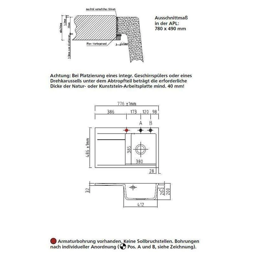 Systemceram Einbauspüle KeraDomo STEMA 80 F Flächenbündig Becken Rechts 3 Systemceram Einbauspüle KeraDomo STEMA 80 F Flächenbündig Becken Rechts – Bild 3