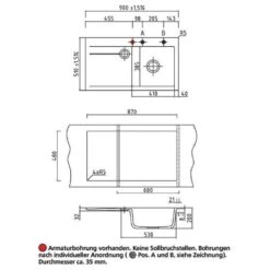 Systemceram Einbauspüle KeraDomo STEMA 90 Becken Rechts -Spulen Pro Verkauf systemceram einbauspuele keradomo stema 90 becken rechts3