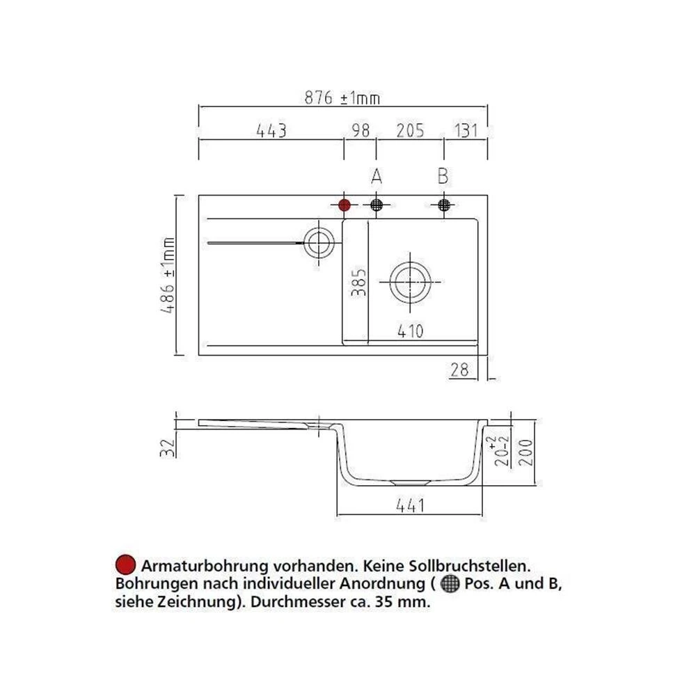Systemceram Einbauspüle KeraDomo STEMA 90 F Flächenbündig Becken Rechts 3 Systemceram Einbauspüle KeraDomo STEMA 90 F Flächenbündig Becken Rechts – Bild 3