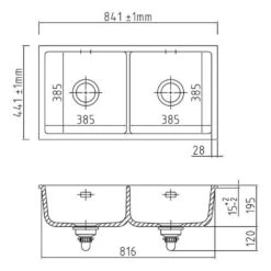 Systemceram Unterbauspüle KeraDomo MERA TWIN U/g (mit Geschliffener Oberseite) 6 Systemceram Unterbauspüle KeraDomo MERA TWIN U/g (mit Geschliffener Oberseite) -Spulen Pro Verkauf systemceram unterbauspuele keradomo mera twin u g mit geschliffener oberseite3