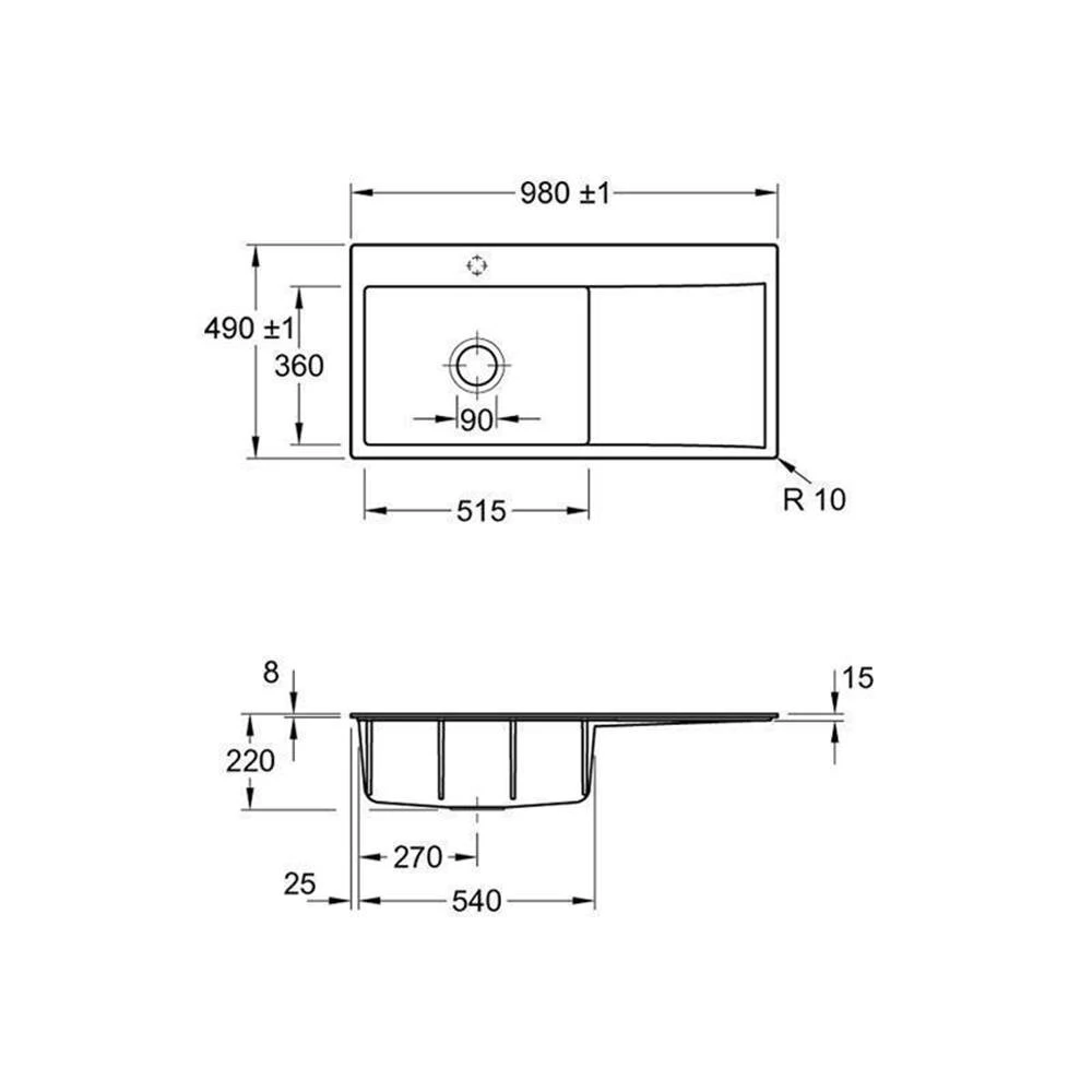 Villeroy & Boch Einbauspüle Subway Style 60 Flat (flächenbündig Einbaubar) Becken Links 3 Villeroy & Boch Einbauspüle Subway Style 60 Flat (flächenbündig Einbaubar) Becken Links – Bild 3