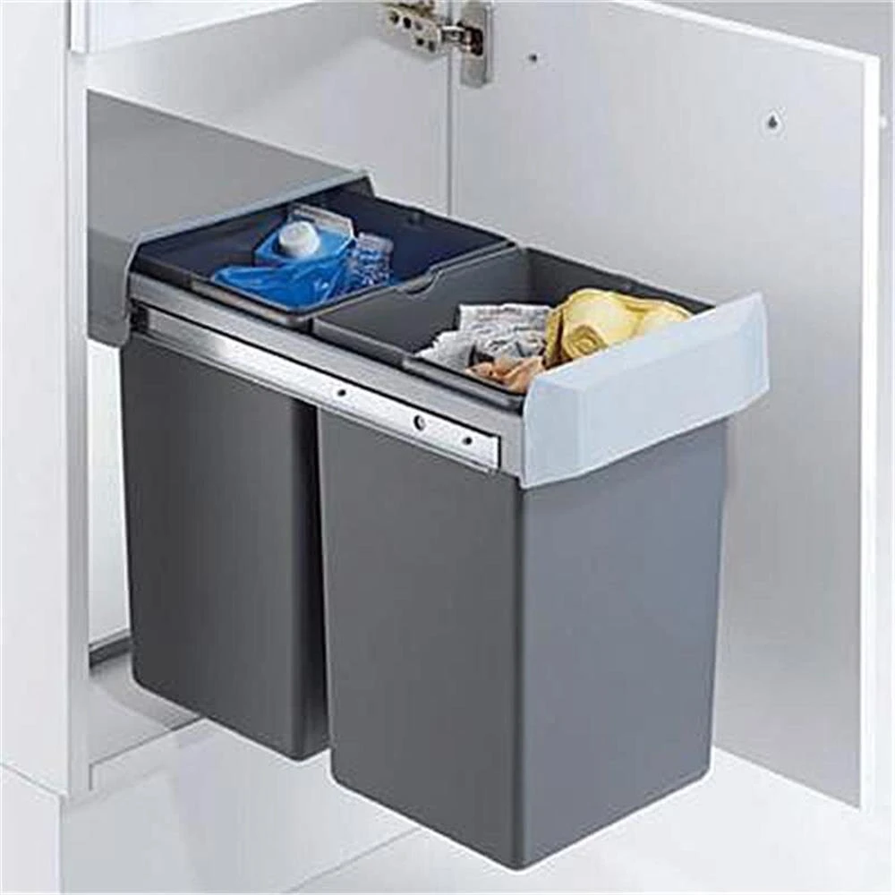 WESCO 755611-11 Einbau Abfallsammler Double-Boy 30 DT, Silber-anthrazit 1 WESCO 755611-11 Einbau Abfallsammler Double-Boy 30 DT, Silber-anthrazit