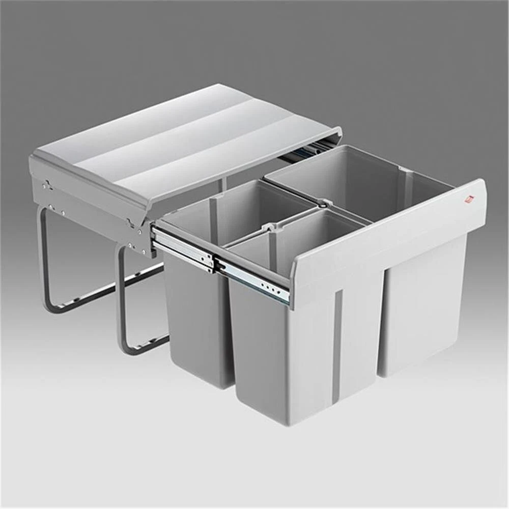 WESCO 757451-85 Einbau Abfallsammler Trio-Shorty 3-fach, Alugrau 1 WESCO 757451-85 Einbau Abfallsammler Trio-Shorty 3-fach, Alugrau